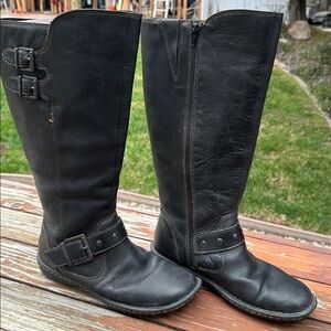 b.o.c. Oliver Riding Leather Boots Black Buckle Zip Size 9
